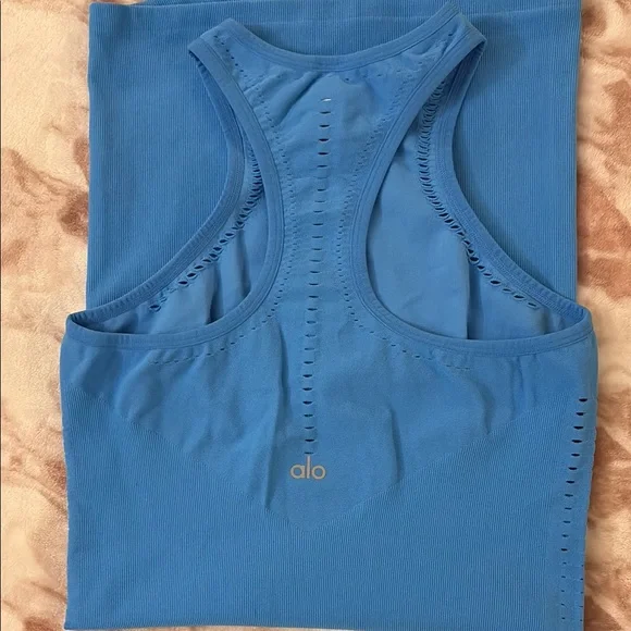 ALO Yoga Blue Sleeveless Halter Bodycon Mini Dress BNWT - Picture 4 of 7